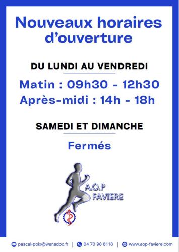 Nos nouveaux horaires